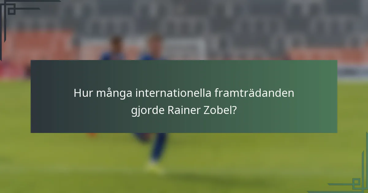Hur många internationella framträdanden gjorde Rainer Zobel?