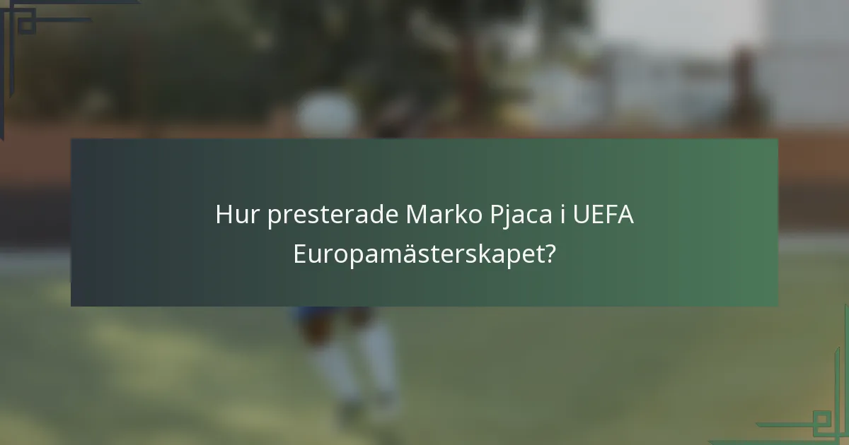 Hur presterade Marko Pjaca i UEFA Europamästerskapet?