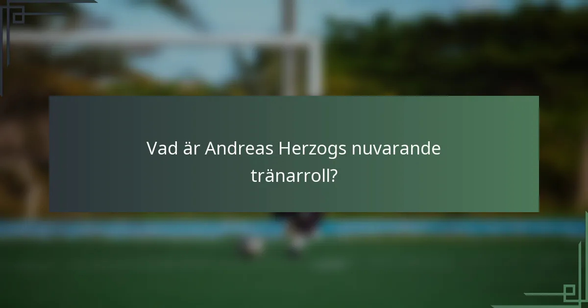 Vad är Andreas Herzogs nuvarande tränarroll?