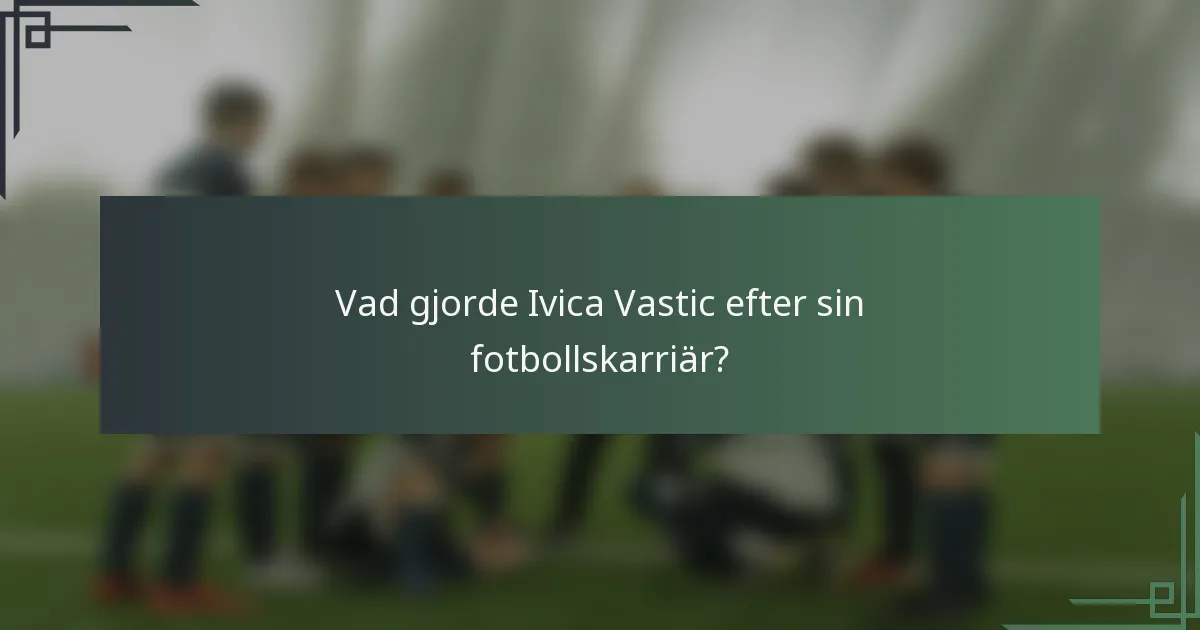 Vad gjorde Ivica Vastic efter sin fotbollskarriär?