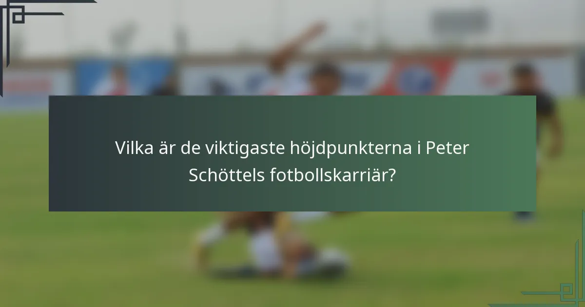 Vilka är de viktigaste höjdpunkterna i Peter Schöttels fotbollskarriär?