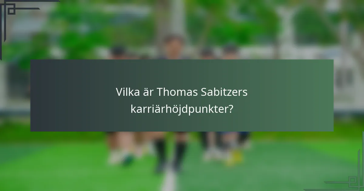 Vilka är Thomas Sabitzers karriärhöjdpunkter?