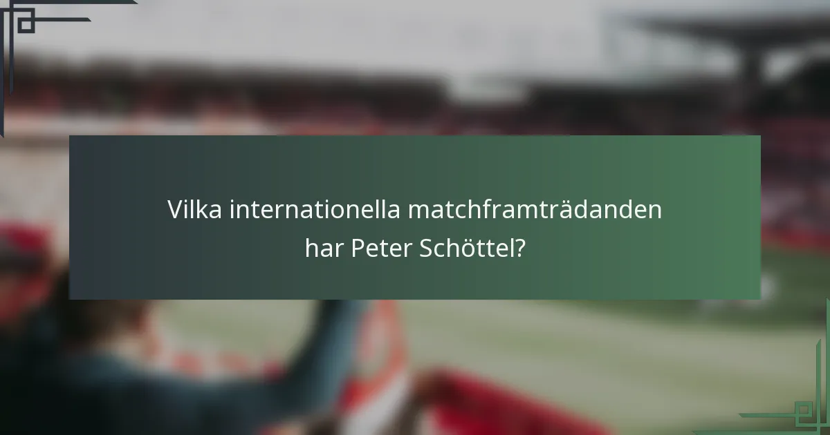 Vilka internationella matchframträdanden har Peter Schöttel?