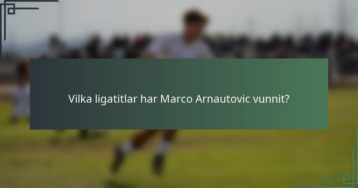Vilka ligatitlar har Marco Arnautovic vunnit?