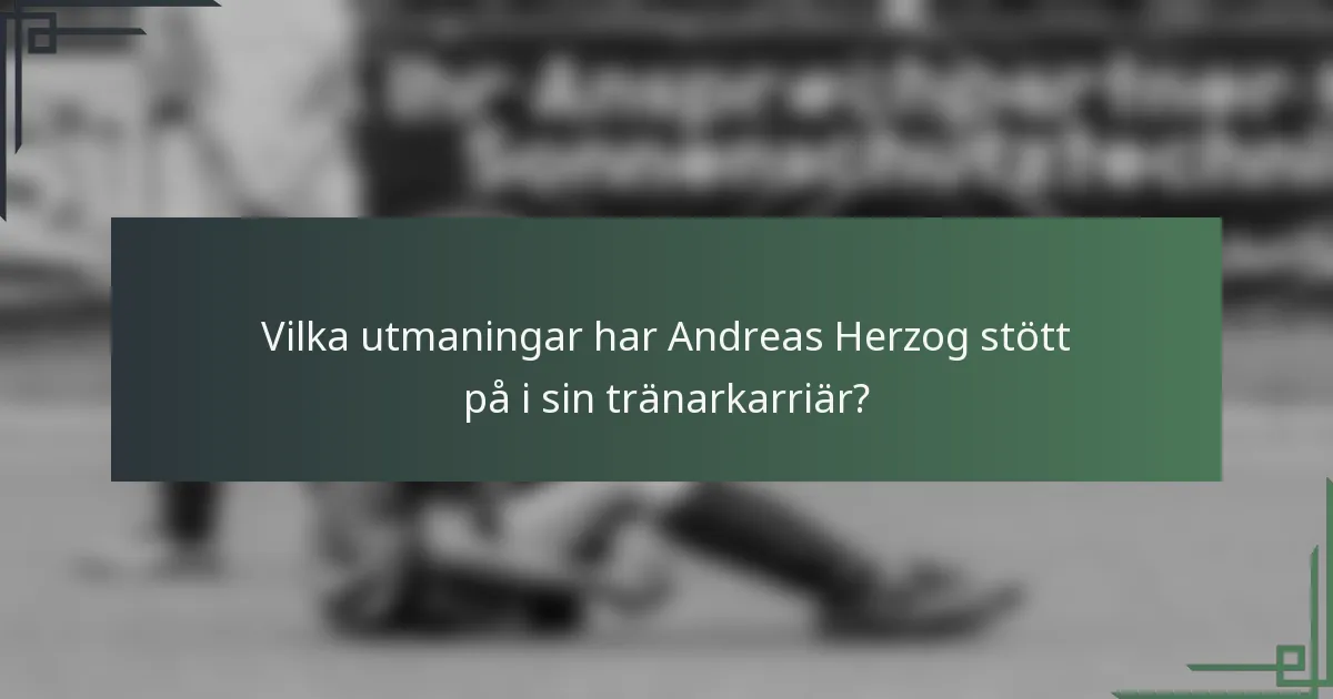 Vilka utmaningar har Andreas Herzog stött på i sin tränarkarriär?