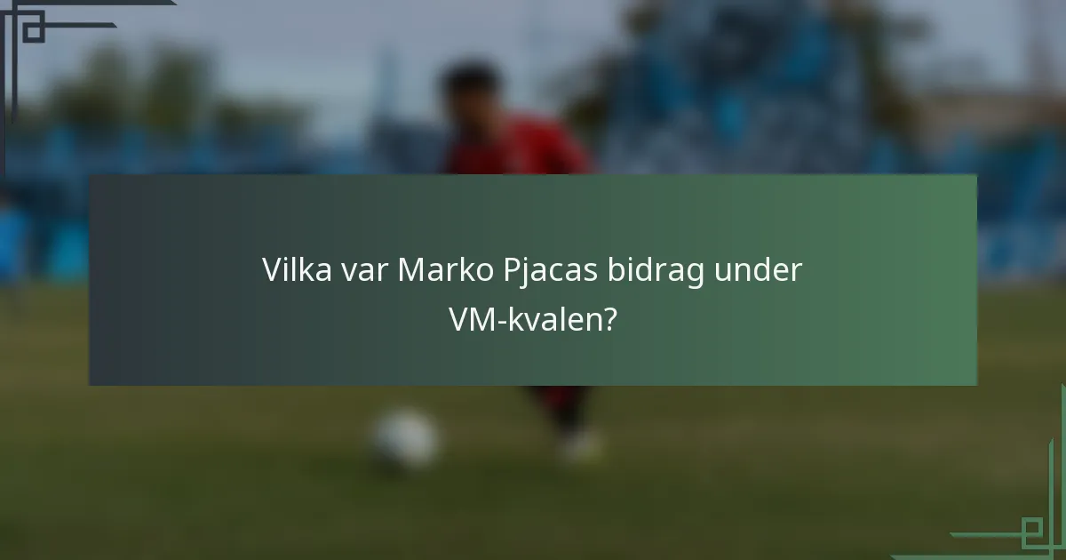 Vilka var Marko Pjacas bidrag under VM-kvalen?